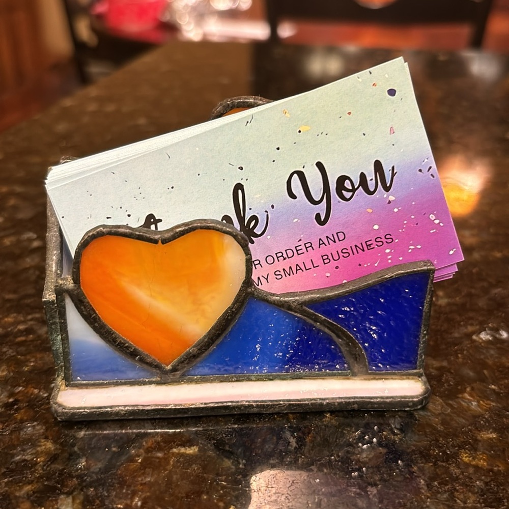 Stain Glass Double Heart Card Holder - Picture 10 of 15